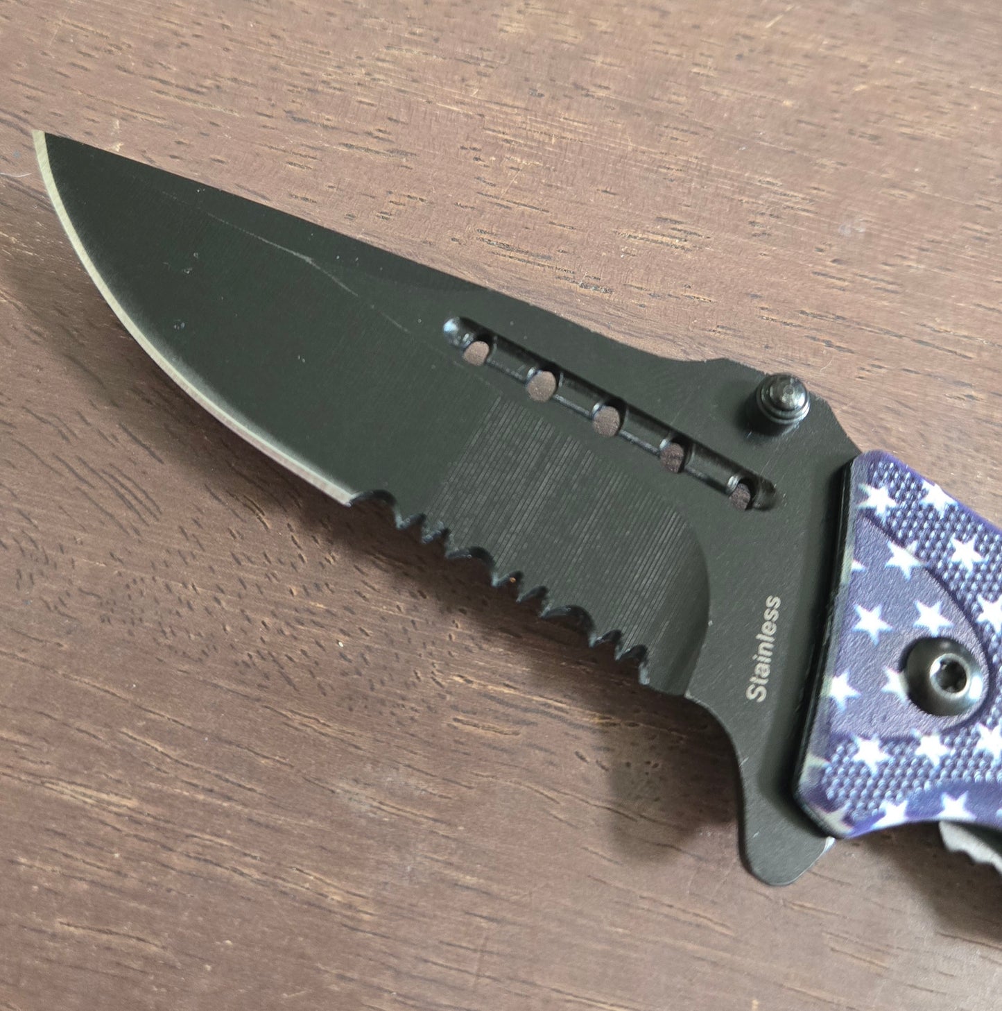 American Flag SPRING Assisted Opening Pocket KNIFE Serrated/Plain Combo Blade