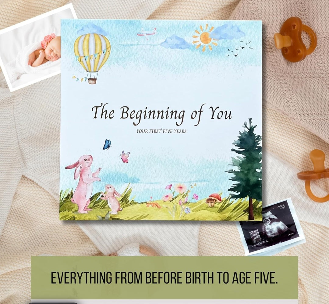Baby Boy or Girl Keepsake Memory Book, First 5 Years Baby Book From Birth To Age 5, Gender Nuetral Memory Scrapbook, Record Every Memory, Medium