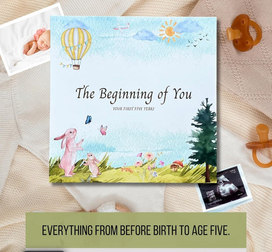 Baby Boy or Girl Keepsake Memory Book, First 5 Years Baby Book From Birth To Age 5, Gender Nuetral Memory Scrapbook, Record Every Memory, Medium