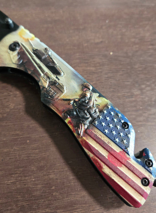 Military Tactical Spring Assisted Folding Knife  Honor Commitment Courage