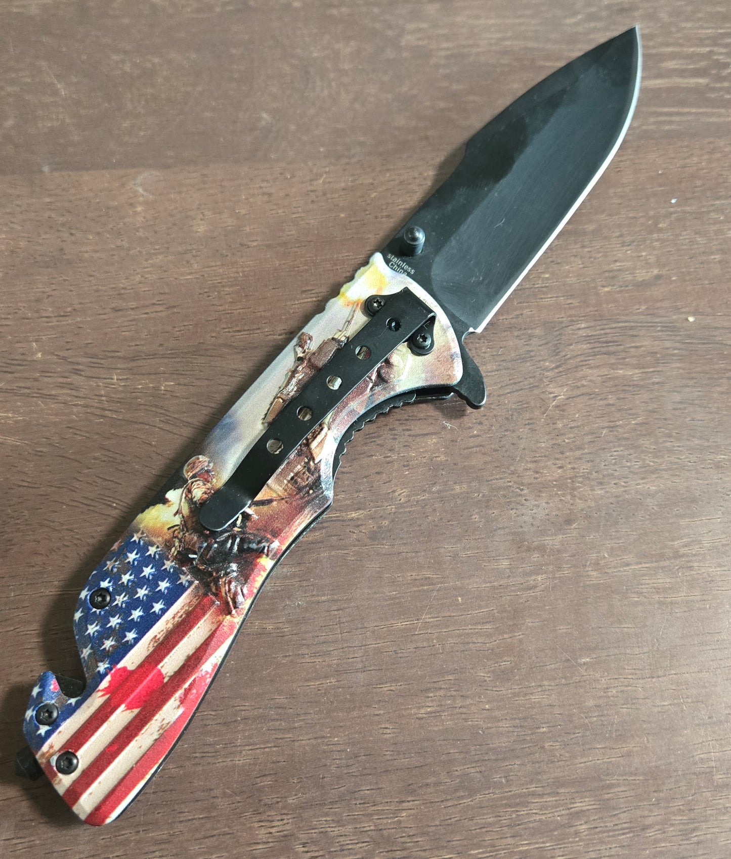 Military Tactical Spring Assisted Folding Knife  Honor Commitment Courage