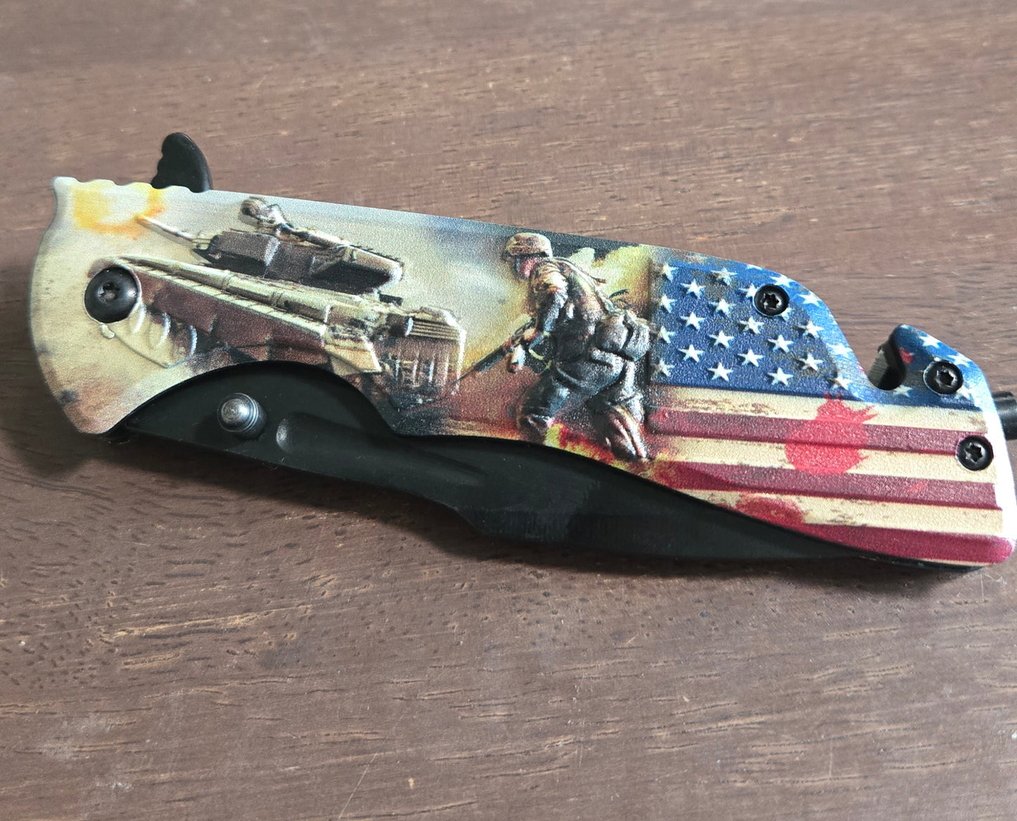 Military Tactical Spring Assisted Folding Knife  Honor Commitment Courage