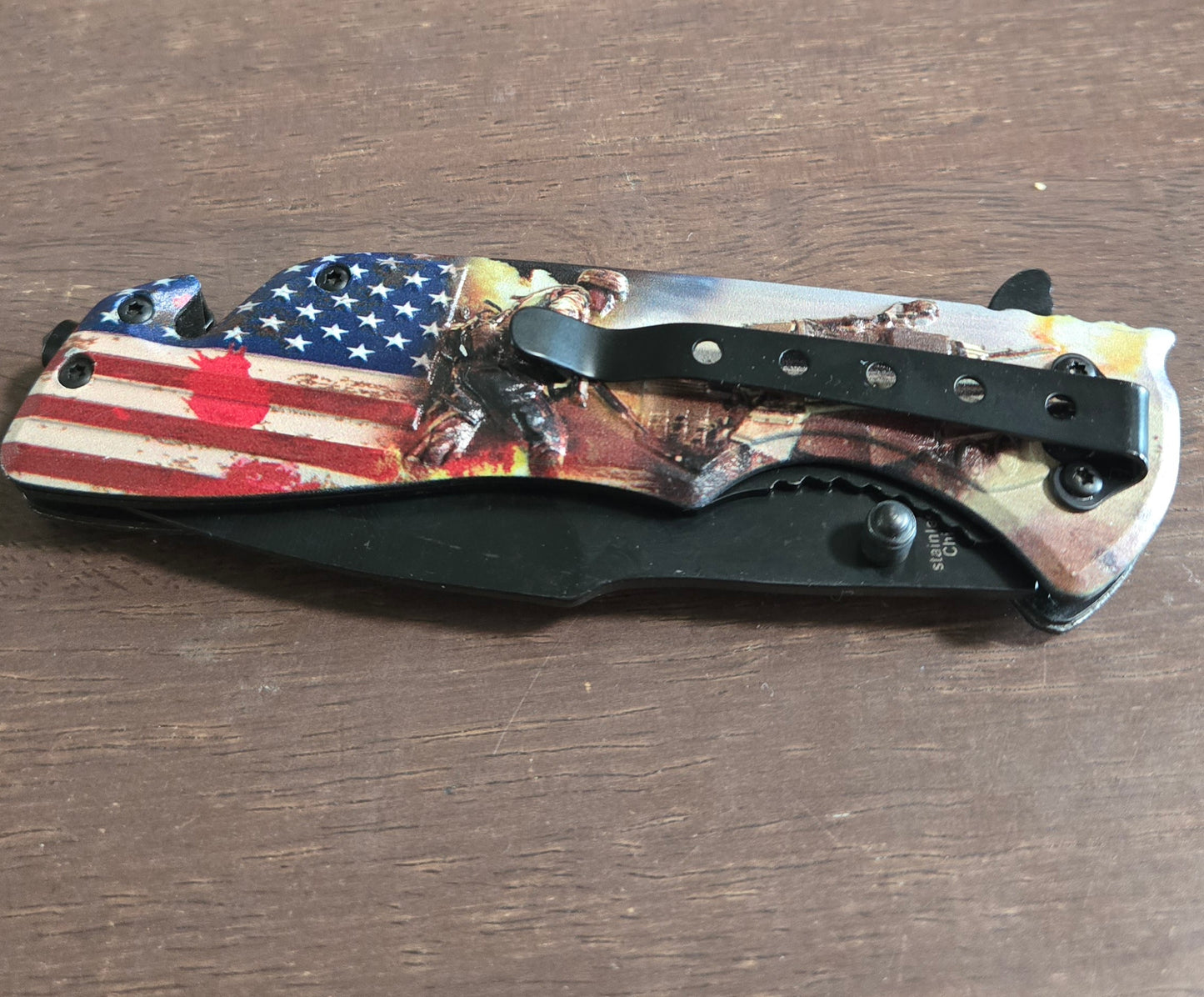Military Tactical Spring Assisted Folding Knife  Honor Commitment Courage